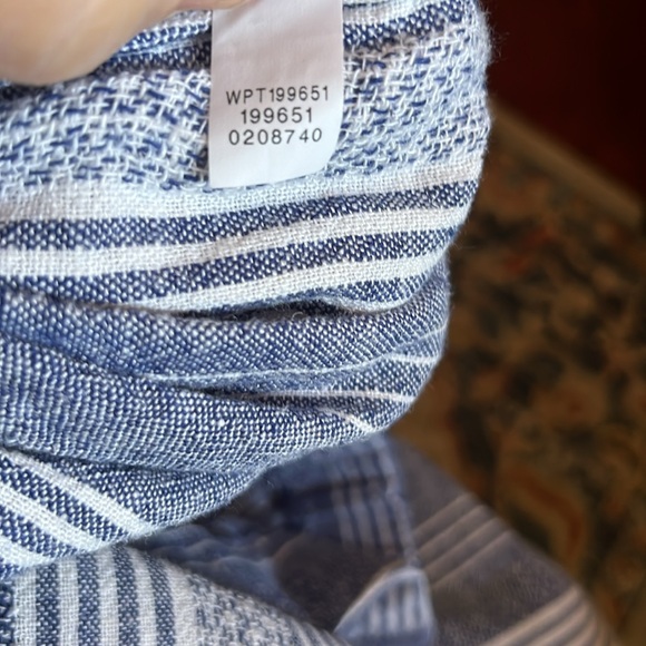 J Jill XL Linen blend Striped Wide Leg Crop Pants with side button detail - Picture 7 of 8